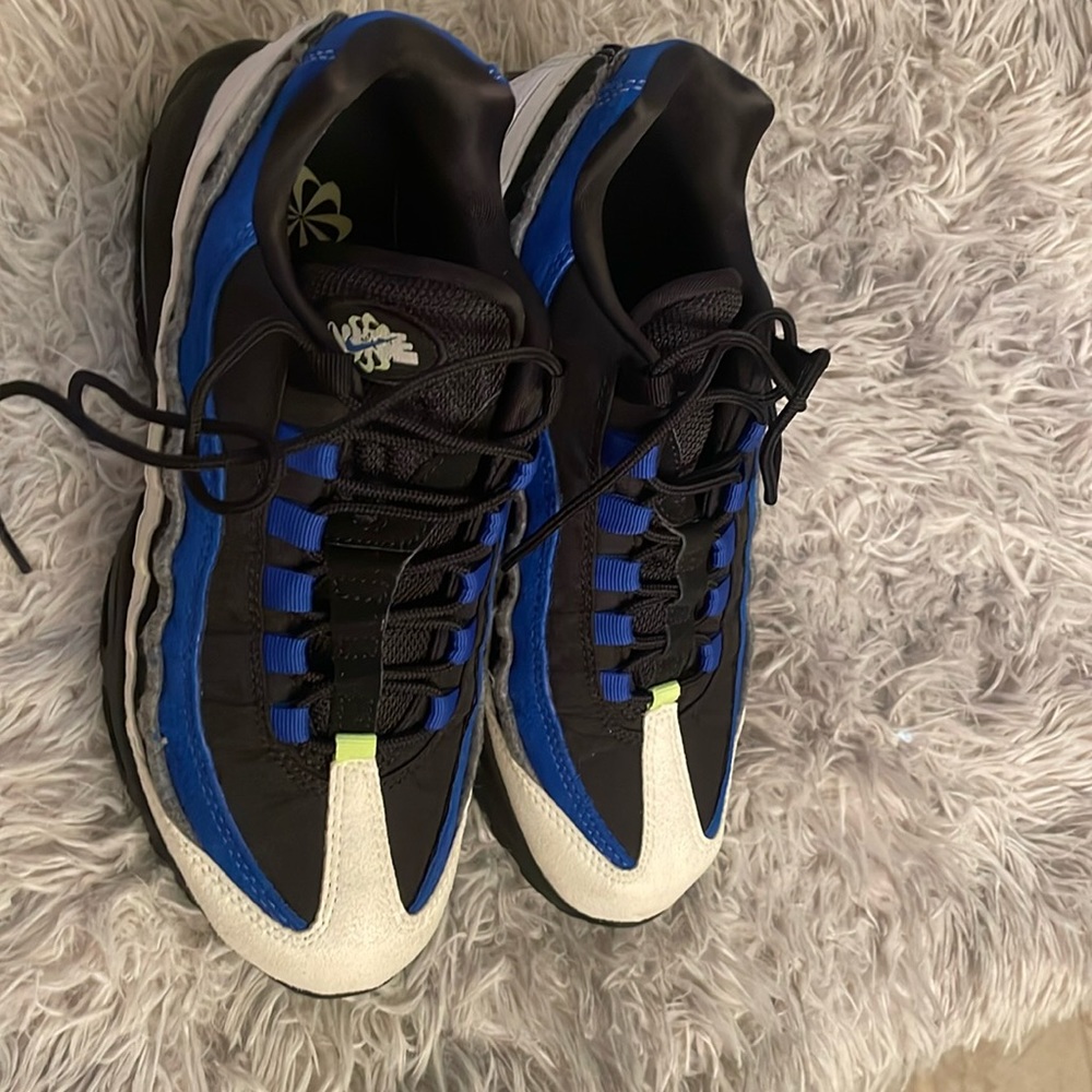 Nike Air Max 95 blue, black, grey and white.